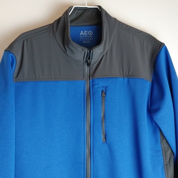 American Eagle Outfitters Men's Sz L Neoprene Jacket Blue and Gray - Picture 5 of 8